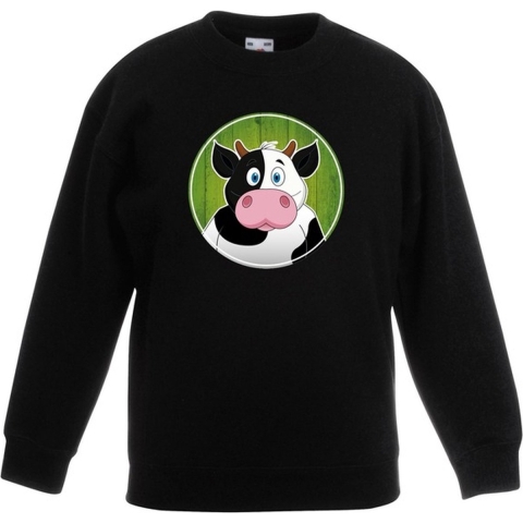 Sweater koe zwart kinderen 7-8 jaar (122/128) -