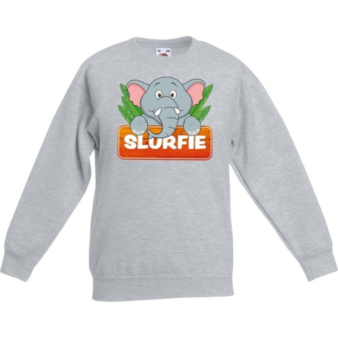 Sweater grijs voor kinderen met Slurfie de olifant 9-11 jaar (134/146) -