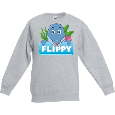 Sweater grijs voor kinderen met Flippy de dolfijn 12-13 jaar (152/164) -