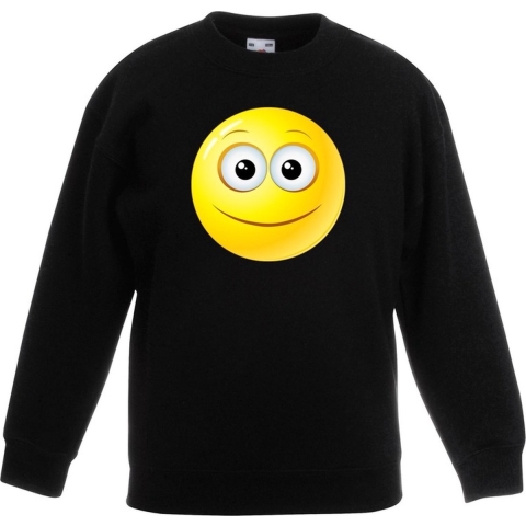 Emoticon sweater vrolijk zwart kinderen 3-4 jaar (98/104) -