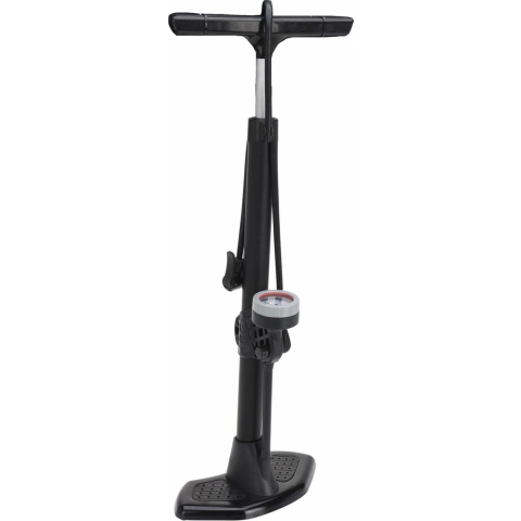 Zwarte fietspomp staand met drukmeter 67 cm -