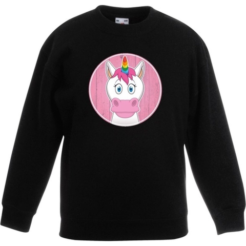 Sweater eenhoorn zwart kinderen 5-6 jaar (110/116) -