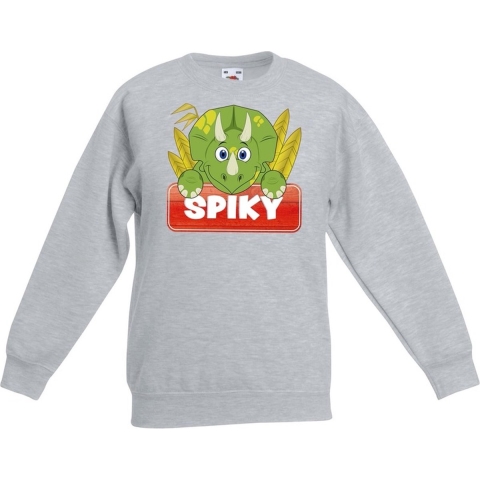 Sweater grijs voor kinderen met Spiky de dinosaurus 5-6 jaar (110/116) -
