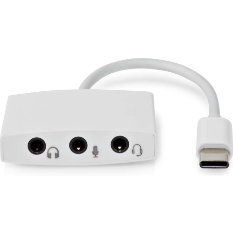 Nedis CCGP65900WT01 Usb-c™ Adapter Usb 2.0 Usb-c™ Male 3,5 Mm Female 0.10 M Rond Vernikkeld Abs / Pvc Wit Envelop