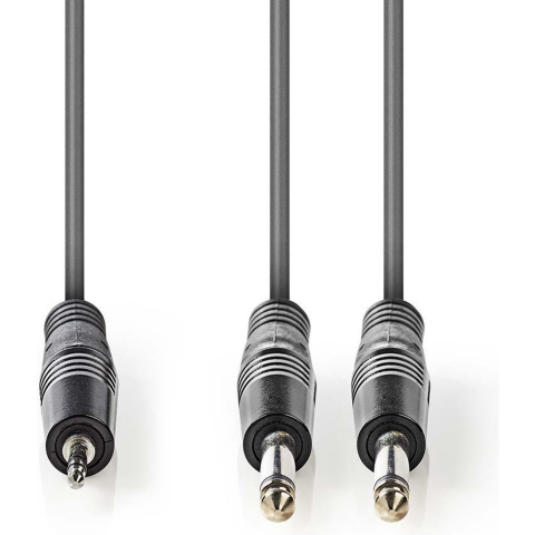 Nedis COTH23200GY50 Stereo Audiokabel 2x 6,35 Mm Male - 3,5 Mm Male 5,0 M Grijs