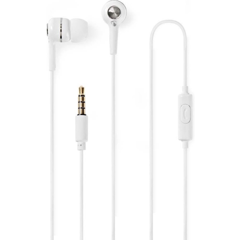 Nedis HPWD2020WT Wired Headphones 1.2m Round Cable In-ear Built-in Microphone White