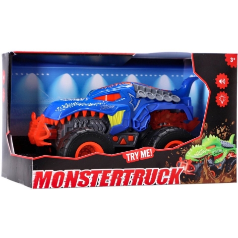 Monstertruck Dino + Licht en Geluid Blauw