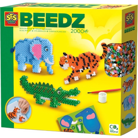 SES Creative Beedz Strijkkralen 3D Safari Dieren 2000 Stuks