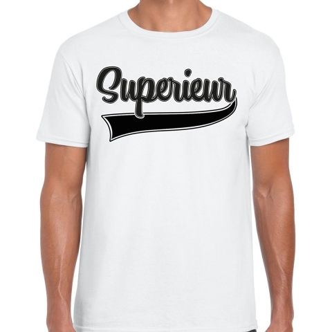 Foute party t-shirt voor heren - Superieur - wit - carnaval/themafeest L -