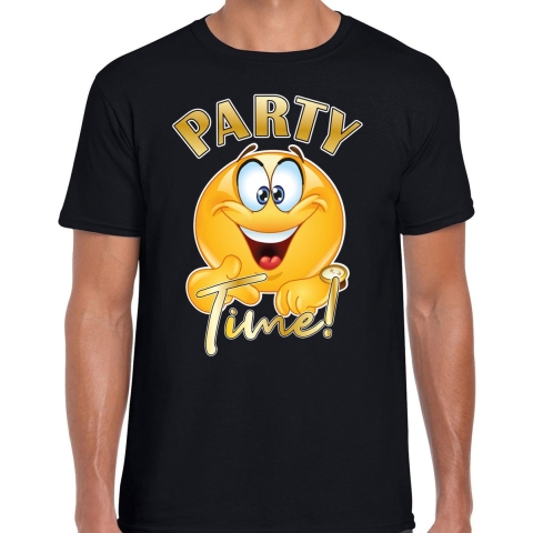 Foute party t-shirt voor heren - Emoji Party - zwart - carnaval/themafeest 2XL -
