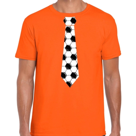 Oranje t-shirt voetbal stropdas Holland / Nederland supporter voor heren tijdens EK/ WK S -