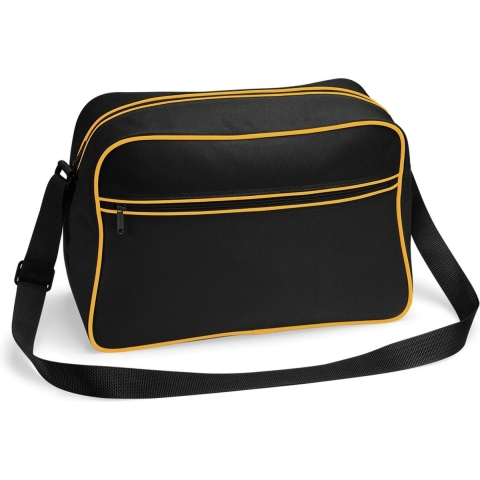 Atlantis BG14 Retro Shoulder Bag - Black/Gold - 40 x 28 x 18 cm