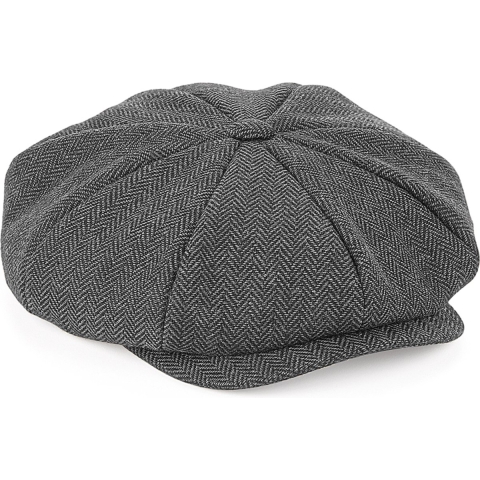 Beechfield CB628 Heritage Baker Boy Cap - Charcoal Herringbone - L/XL
