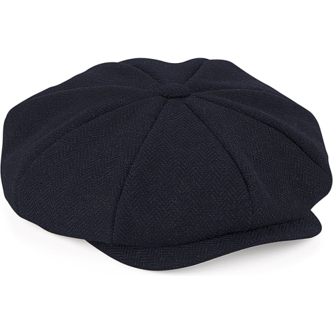 Beechfield CB628 Heritage Baker Boy Cap - Navy Herringbone - S/M