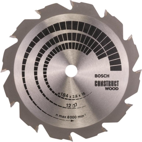 Bosch Accessoires Cirkelzaagblad Construct Wood 184 x 16 x 2,6 mm, 12 1st - 2608641200