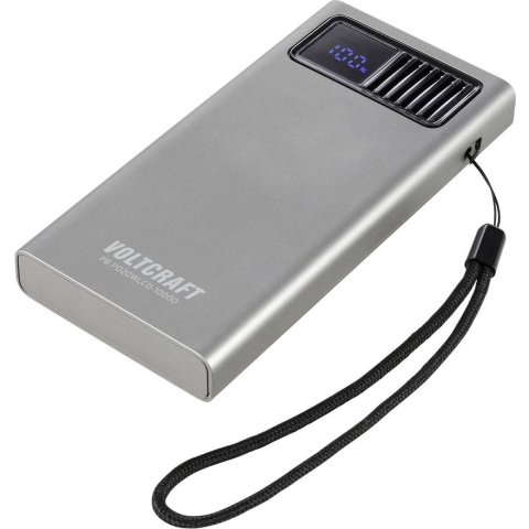 VOLTCRAFT PB PD20WLCD-10000 Powerbank 10000 mAh Fast Charge, USB PD 2.0 LiPo Grijs metallic Statusweergave