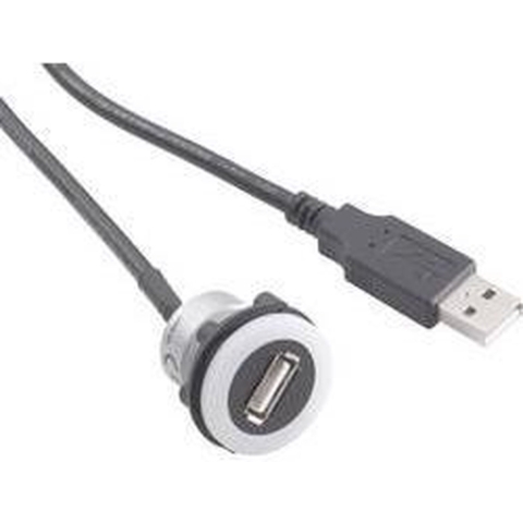 TRU COMPONENTS USB-05-BK USB-inbouwbus 2.0 Bus, inbouw, Stekker USB-bus type A verlicht naar USB-steker type A met 60 cm kabel Inhoud: 1 stuk(s)
