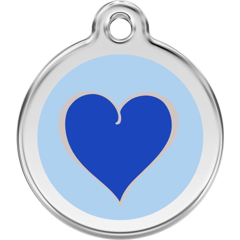 Coloured Heart Navy roestvrijstalen hondenpenning large/groot dia. 3,8 cm - Reddingo