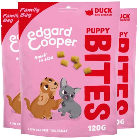 3x Edgard&Cooper Puppy Bite S Eend&Kip 120 gr