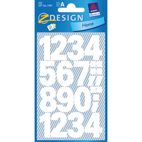 Avery AV-3787 Cijferetiket 2 Vel Watervast Wit 10 Setjes met 2 Vel