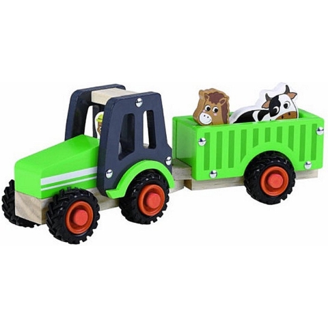 Simply for Kids Houten Tractor + Aanhanger en Dieren