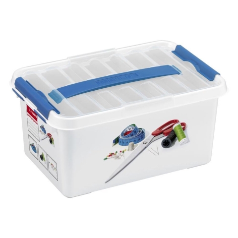 Sunware Q-Line Naaidoos 6L 30x20x14 cm Wit/Blauw