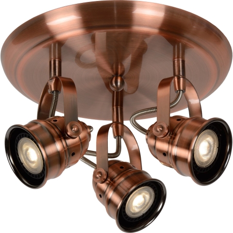 Lucide Cigal 3 - Opbouwspot - Ø 27 X 15 Cm - 3 X 5W LED Incl. - Koper