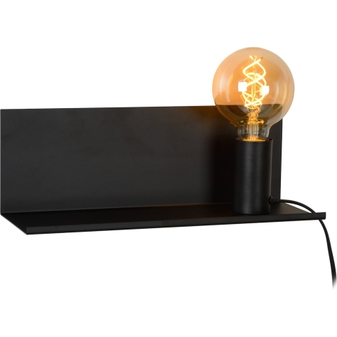 Lucide Sebo - Wandlamp Met Schakelaar - 37 X 13 X 13 Cm - Zwart