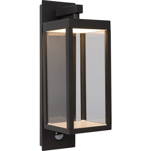 Lucide Clairette - Buiten Wandverlichting Met Bewegingsmelder - 12 X 38 X 16 Cm - 15W LED Incl. - IP54 - Antraciet