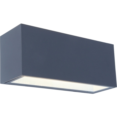 Lutec Gemini - Buiten Wandlamp - 30 X 12 X 10 Cm - 46W LED Incl. - IP54 - Donkergrijs