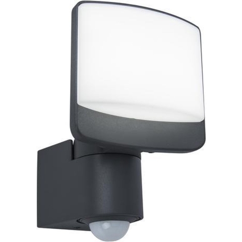 Lutec Sunshine - Buiten Wandlamp Met Sensor - 14 X 12 X 18 Cm - 12,5W LED Incl. - IP44 - Donkergrijs