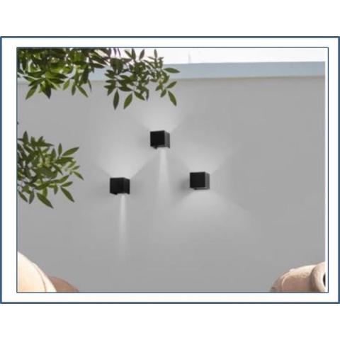Nova Luce Como - Buiten Wandverlichting - 11,2 X 11,2 X 11,2 Cm - 2 X 3W LED Incl. - IP54 - Zwart