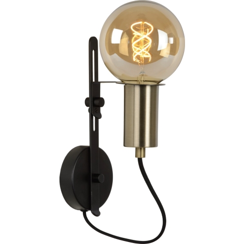 Lucide Malcolm - Wandverlichting - 10 X 19 X 28 Cm - Zwart En Messing