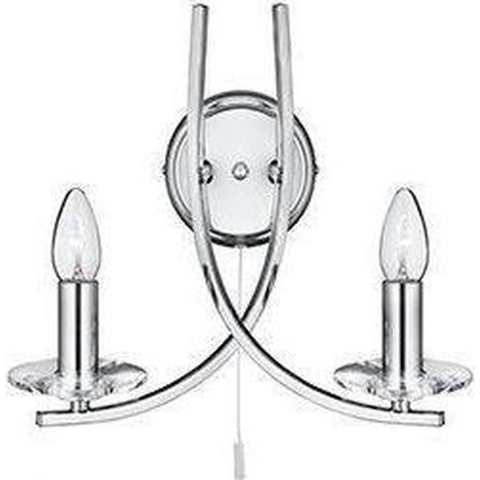 Searchlight Ascona - Wandverlichting Met Trekschakelaar - 30 X 29 Cm - Chroom