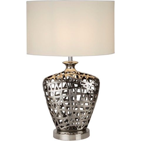 Searchlight Network - Tafellamp - 36 X 20,5 X 57 Cm - Chroom En Wit
