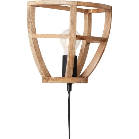 Brilliant Matrix Wood - Wandverlichting Met Snoerschakelaar - 24,5 X 16,5 X 22,5 Cm - Antiek Hout