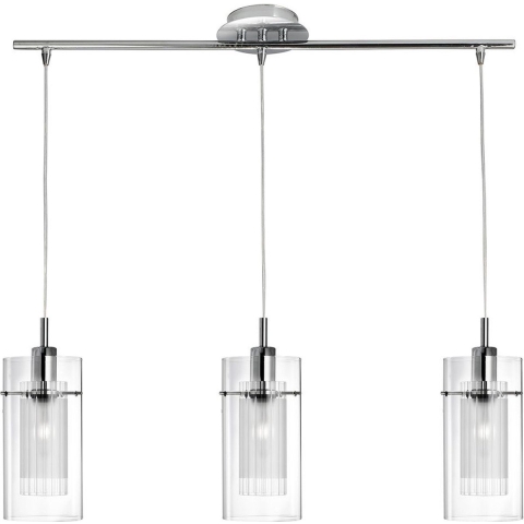 Searchlight Duo 1 - Hanglamp - 71 X 12 X 130 Cm - Chroom En Transparant