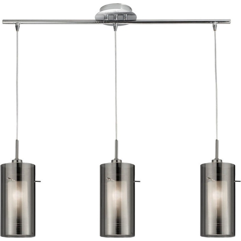 Searchlight Duo 2 - Hanglamp - 71 X 12 X 130 Cm - Gerookt En Matglas