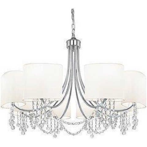Searchlight Nina - Luster - Ø 75 X 106 Cm - Chroom En Wit