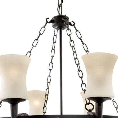 Searchlight Cartwheel - Luster - Ø 88 X 135 Cm - Mat Zwart En Wit