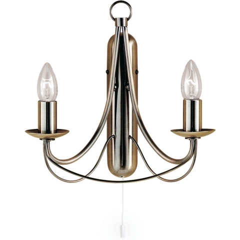 Searchlight Maypole - Wandverlichting Met Trekschakelaar - 31 X 31 Cm - Antiek Messing