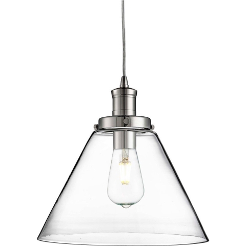 Searchlight Pyramid - Hanglamp - Ø 29 X 100 Cm - Transparant En Chroom