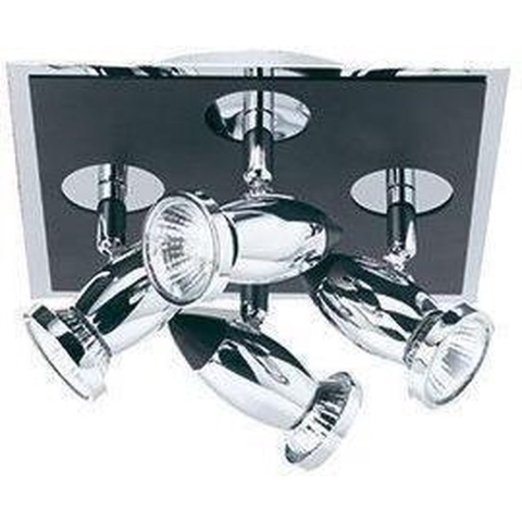 Searchlight Comet - Opbouwspot 4L - 23 X 23 X 12 Cm - Zwart En Chroom