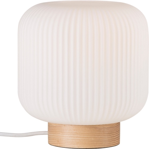 Nordlux Milford 20 - Tafellamp - Ø 20 X 21,7 Cm - Opaal Wit En Natuur Bruin