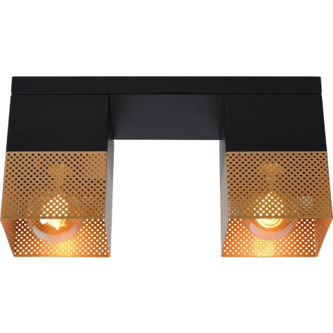 Lucide Renate - Plafondverlichting - 32 X 10 X 16 Cm - Zwart En Mat Goud