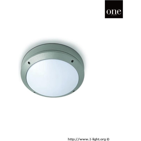 ONE Light Round E27 Outdoor - Buiten Plafond/wandverlichting - Ø 26,5 X 8,8 Cm - IP54 - Grijs