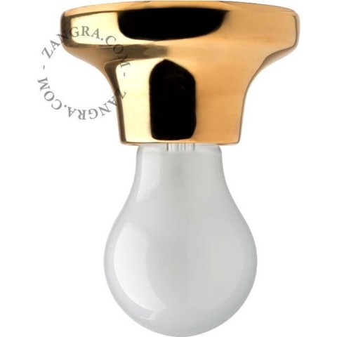 Zangra - Wand/plafondverlichting Met Goudlaag 18k - ⌀ 10 X 5,5 Cm - Goud