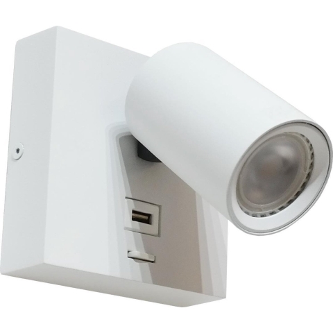 Artdelight Master - Wandverlichting Met Schakelaar En USB-poort - 11,5 X 12,5 X 11,5 Cm - 6W LED Incl. - Wit