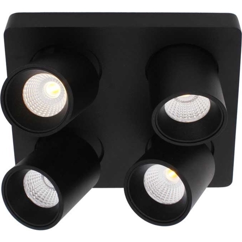 Artdelight Laguna - Opbouwspot 4L - 22 X 22 X 9,5 Cm - 4 X 6W Dimbare LED Incl. - Zwart