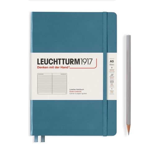 Leuchtturm Stone Blue, Medium (A5), 251 p., ruled